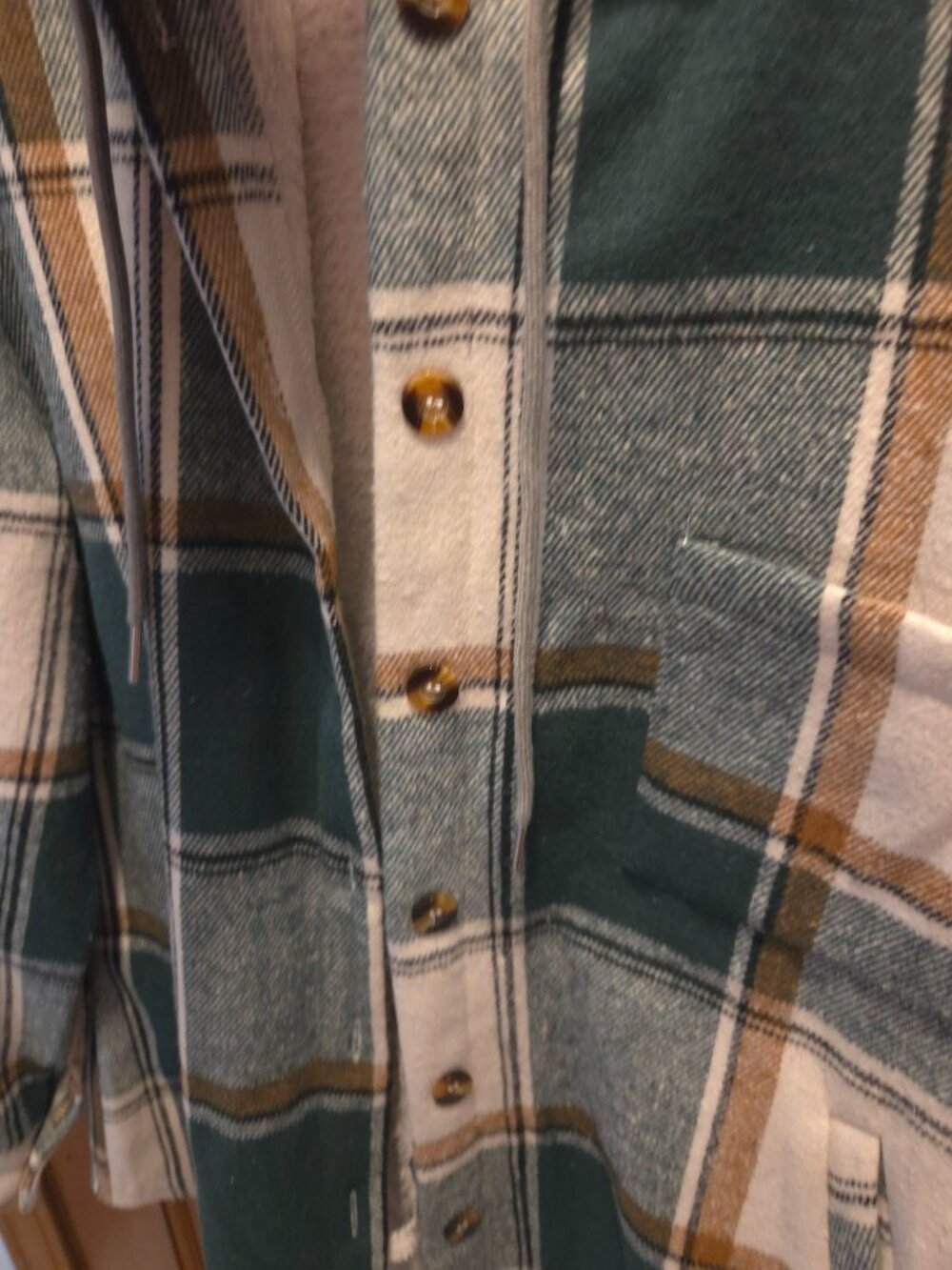 Cozy ChicMe Emerald Green Plaid Sherpa Hooded - Picture 4 of 6